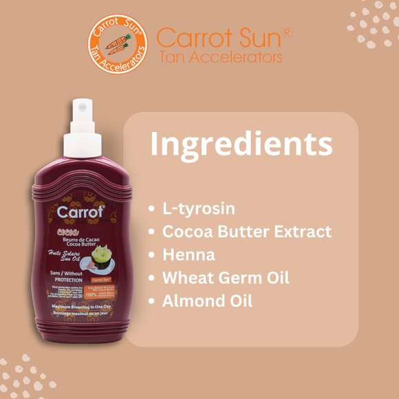 Carrot Sun Tan Accelerator Cocoa Butter Oil with and L-Tyrosine - Picture 4 of 6